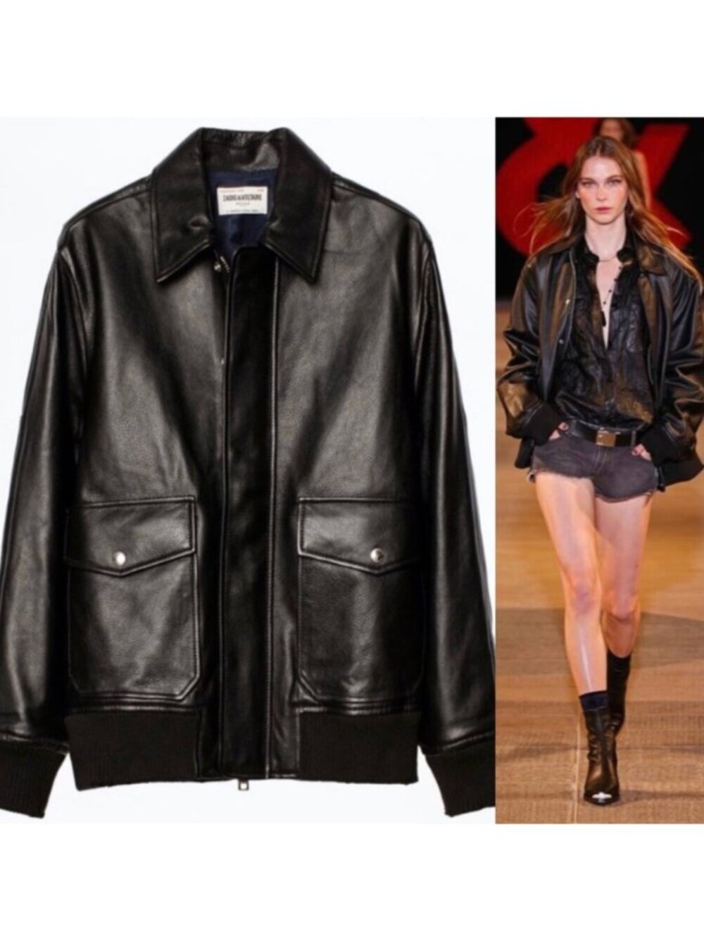Zadig & Voltaire Kaia Runway Oversized Vachetta Leather Moto Jacket NWT S